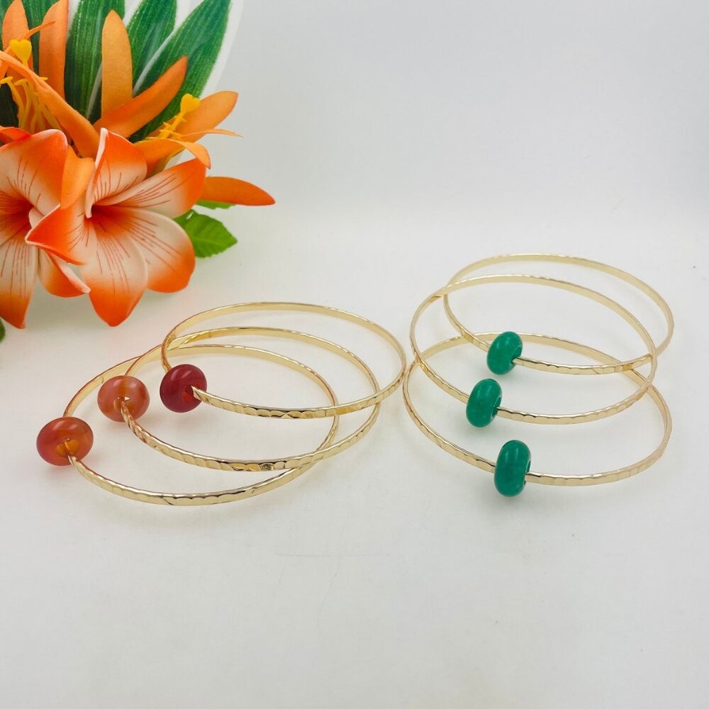 Authentic Jade Donut Bangle Bracelet - Green Jade - Amber Jade